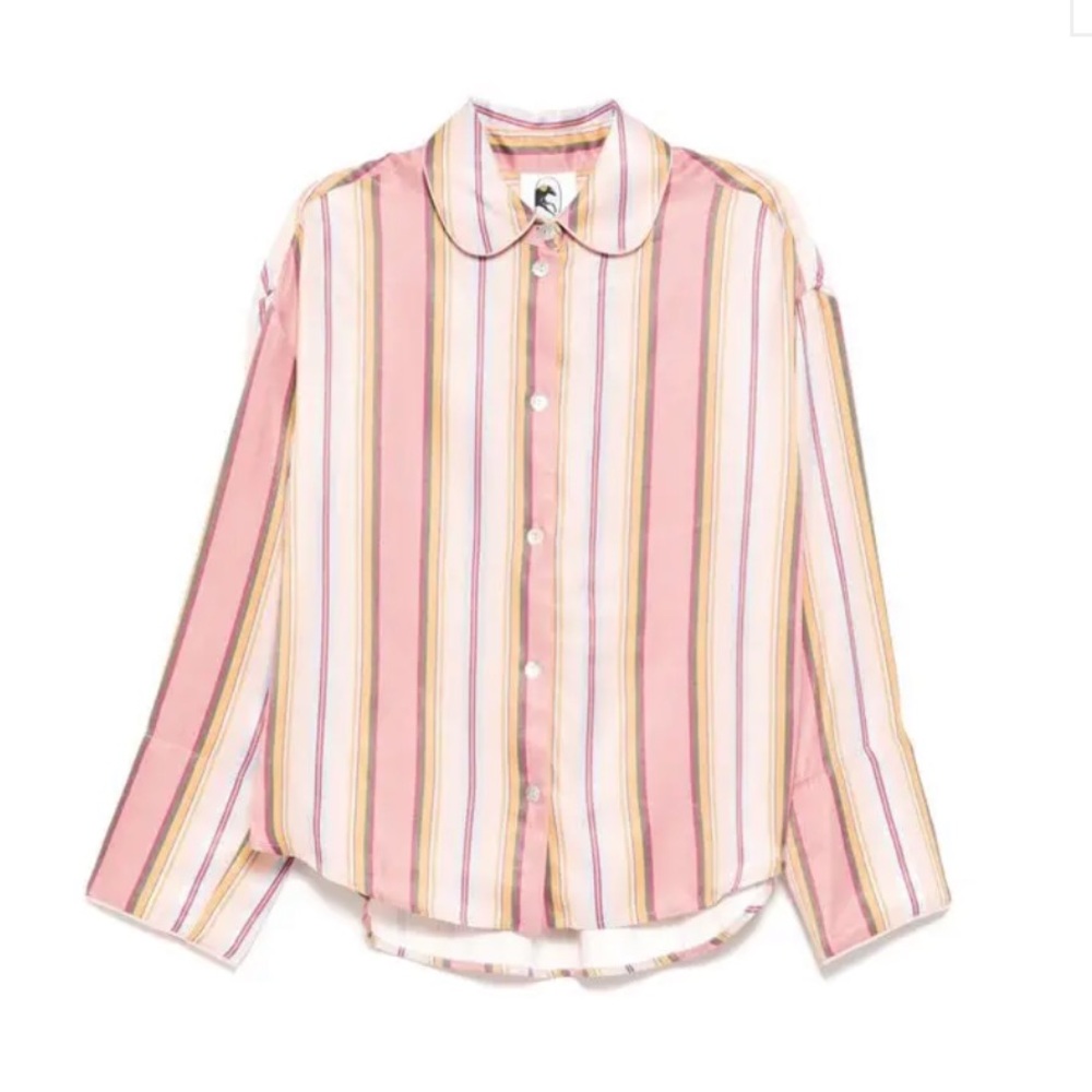 SLEEPER Pastel Striped Satin Top Size XL